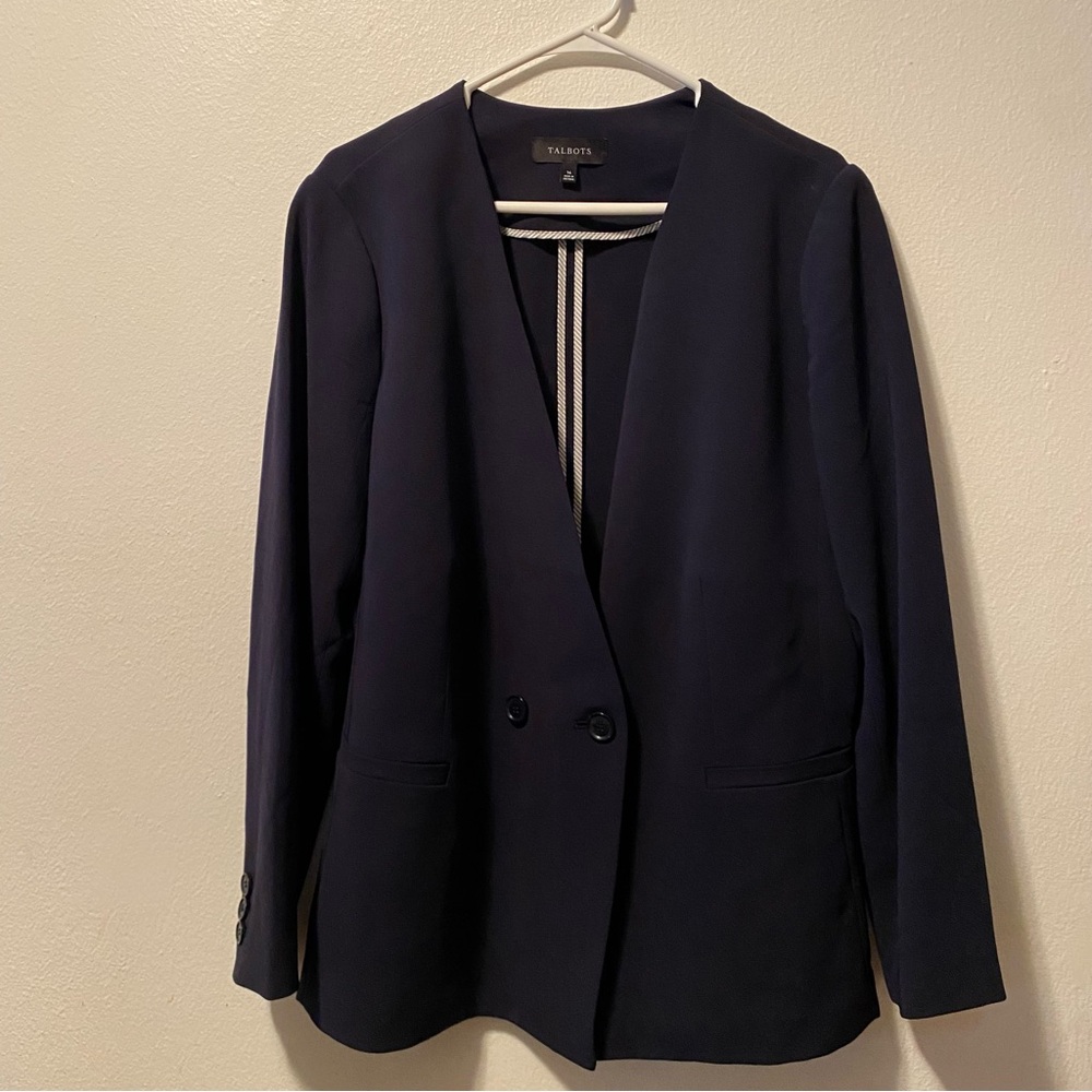 Talbots Blue Blazer Relaxed Fit Minimalist Design Women’s‎ Size 16